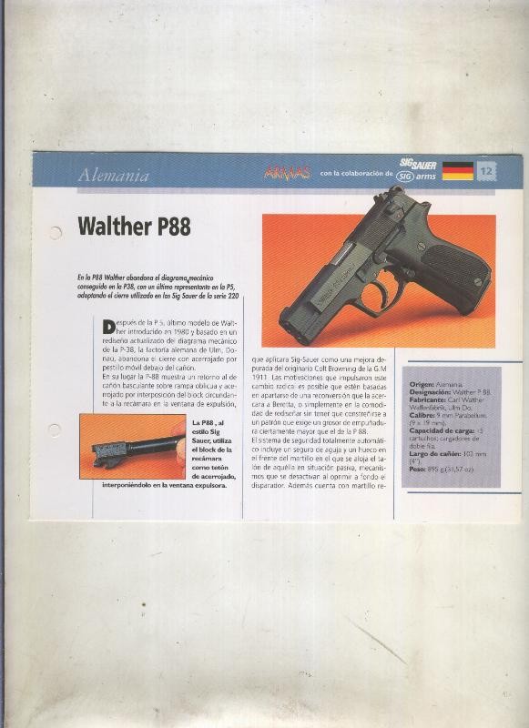 Ficha revista Armas numero 12: Walther P88 (alemania)