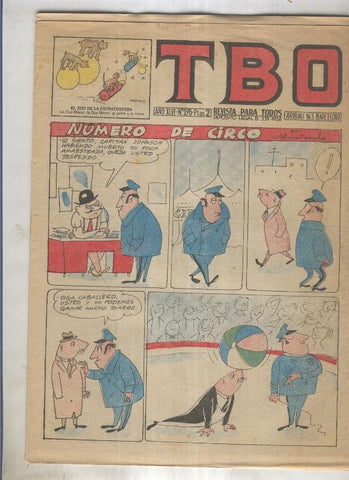 TBO numero 275: Numero de circo (Muntañola) (numerado 1 en trasera)