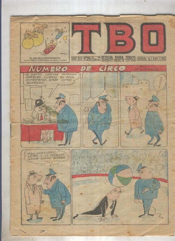 TBO numero 275: Numero de circo (Muntañola) (numerado 2 en trasera)