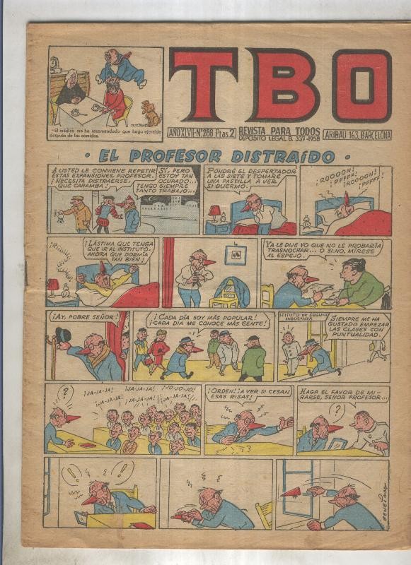 TBO numero 286: El profesor distraido (Benejam) (numerado 1 en trasera)