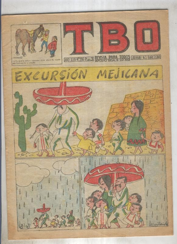 TBO numero 296: Excursion mejicana (Muntañola), (numerado 1 en trasera)