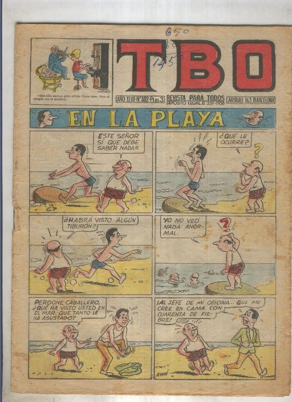 TBO numero 302: En la playa (Aynes), (numerado 2 en trasera)