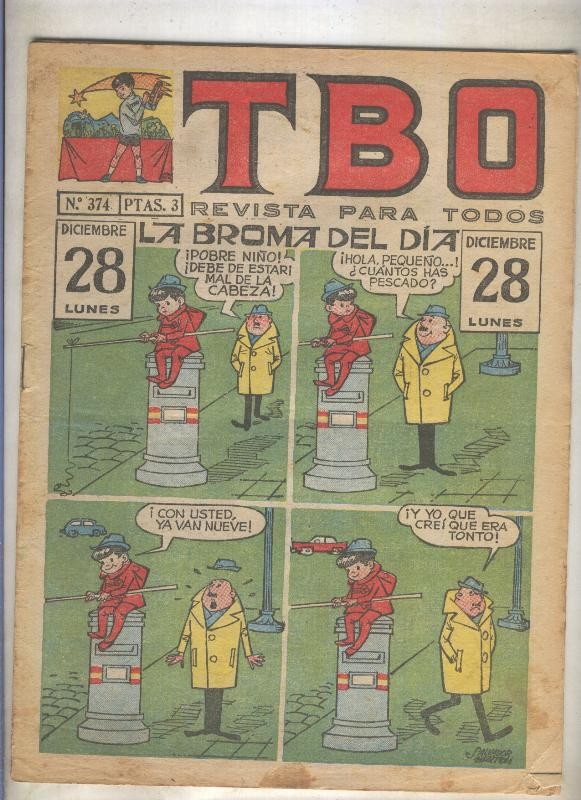 TBO numero 374: La broma del dia (Salvador Mestre), (numerado 2 en trasera)