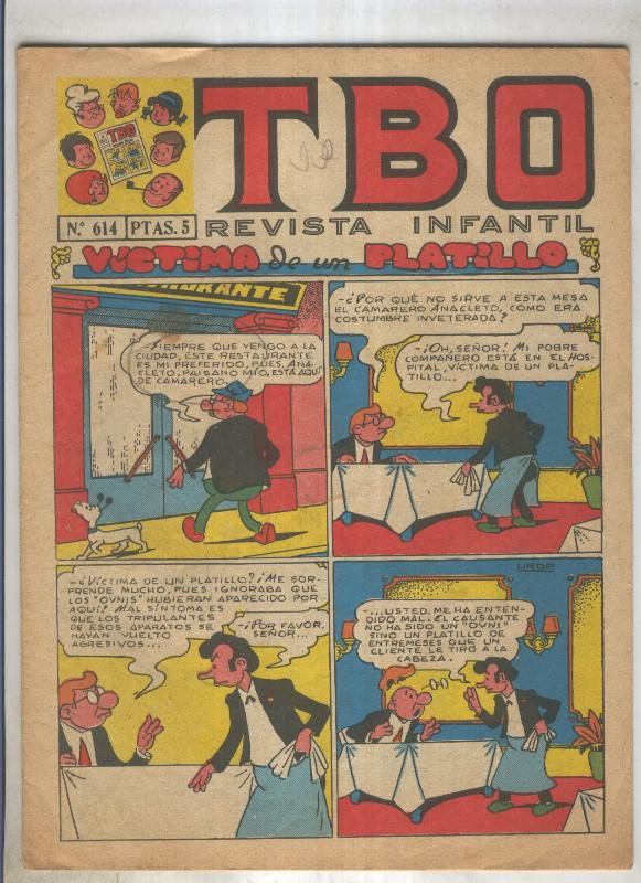 TBO numero 614: Victima de un platillo (Urda), (numerado 1 en trasera)