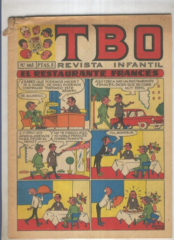 TBO numero 665: El restaurante frances (Salvador Mestre), (numerado 2 en trasera)