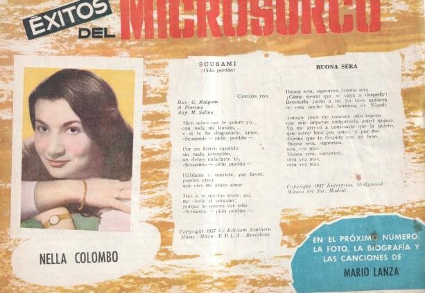 Serenata numero 003: trasera cancionero y foto de Nella Colombo