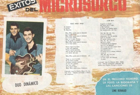 Serenata numero 011: trasera cancionero y foto del Duo Dinamico