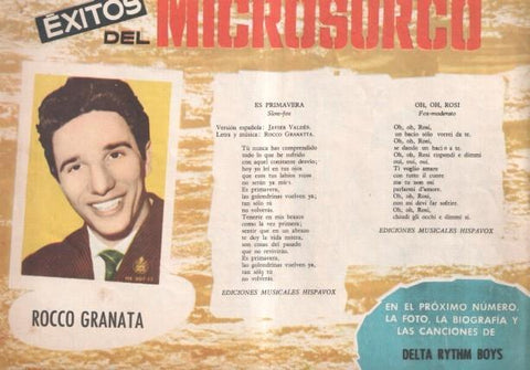 Serenata numero 034: trasera cancionero y foto de Rocco Granata
