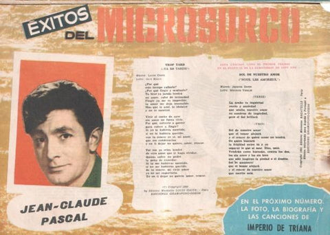 Serenata numero 067: trasera cancionero y foto de Jean Claude Pascal
