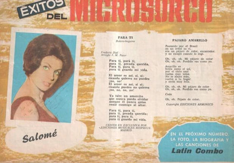 Serenata numero 122: trasera cancionero y foto de Salome