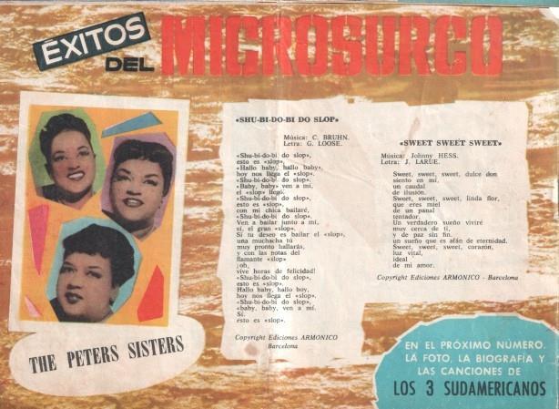 Serenata numero 204: trasera cancionero y foto de The Peter Sisters