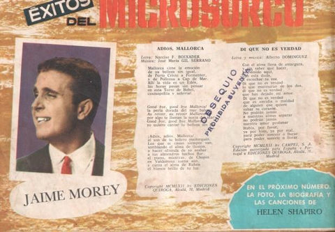 Serenata numero 270: trasera cancionero y foto de Jaime Morey