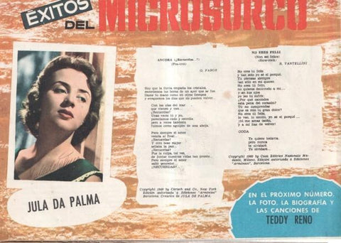 Serenata numero ?: trasera cancionero y foto de Jula da Palma