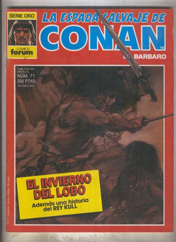 La Espada Salvaje de Conan primera edicion numero 071 (numerado 1en trasera)