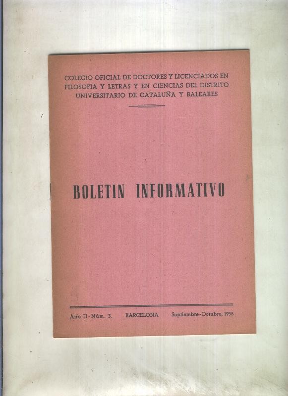 Boletin Informativo  numero 3 septiembre / octubre 1958