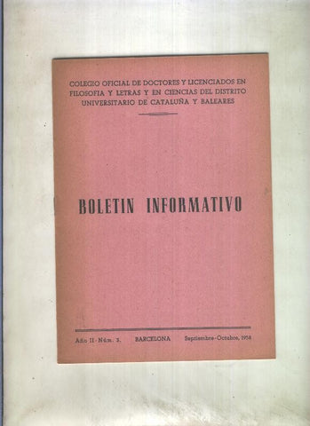 Boletin Informativo  numero 3 septiembre / octubre 1958