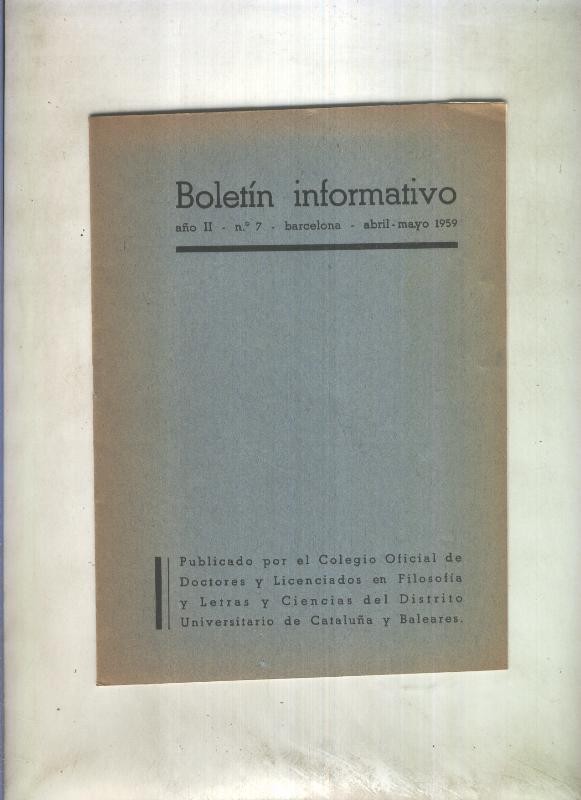 Boletin Informativo  numero 7 abril / mayo 1959
