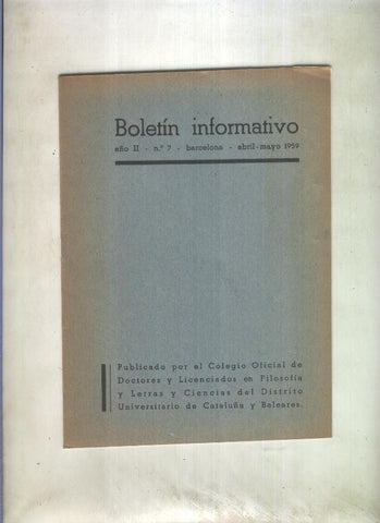 Boletin Informativo  numero 7 abril / mayo 1959