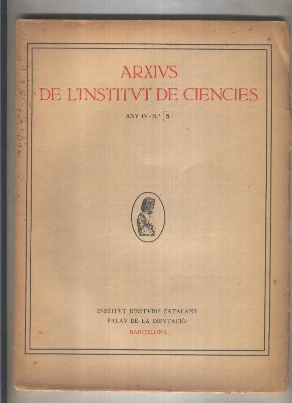 Arxivs de L,institut de ciencies numero 5, any IV