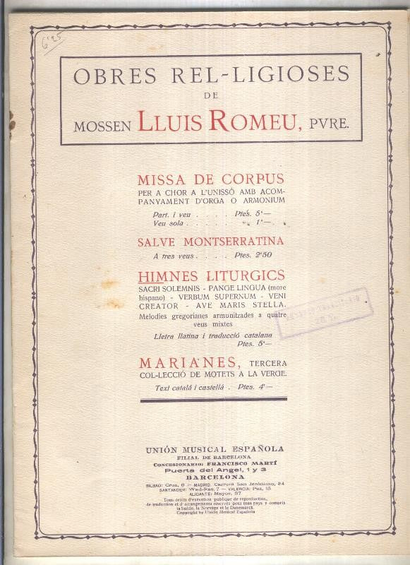 Obres rel-ligioses: Sacris Solemniis, etc