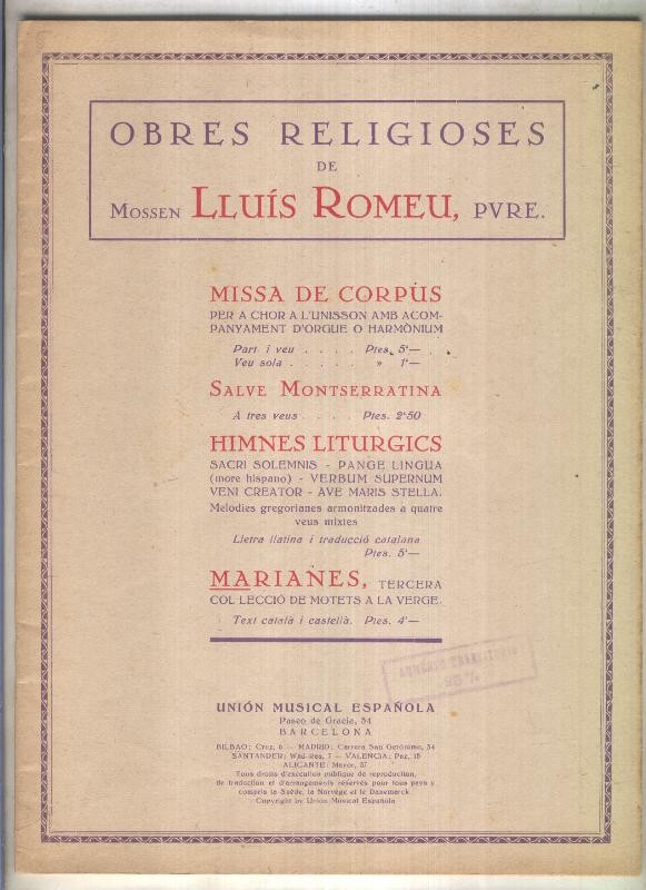 Obres rel-ligioses: Marianes, etc