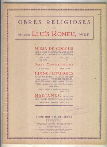 Obres rel-ligioses: Marianes, etc