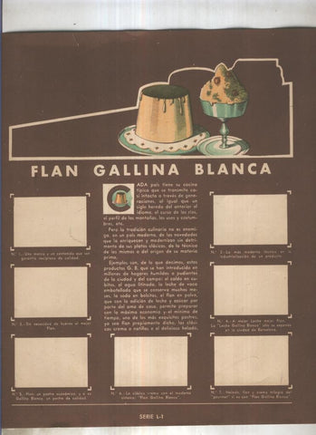 Cromo Gallina Blanca segundo album: Flan Gallina Blanca