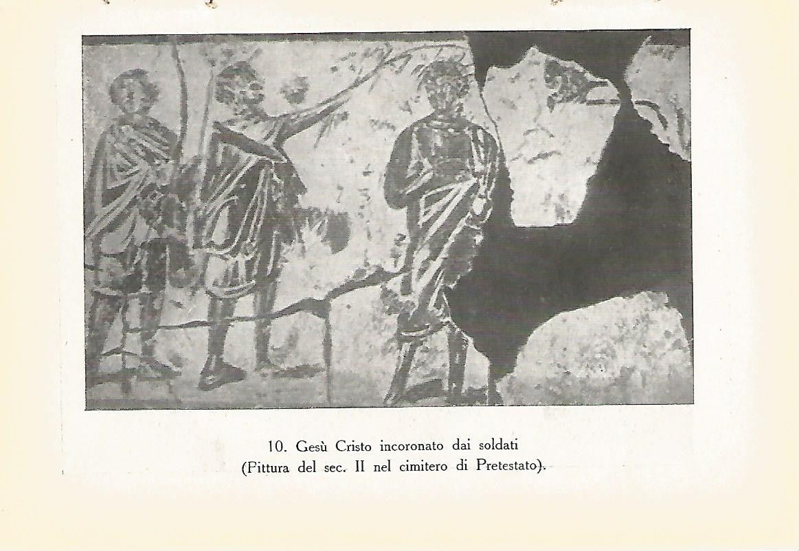 Lamina 443: CATACUMBAS DE ROMA. Jesucristo coronando a los soldados. Siglo II. Cementerio de Pretestato