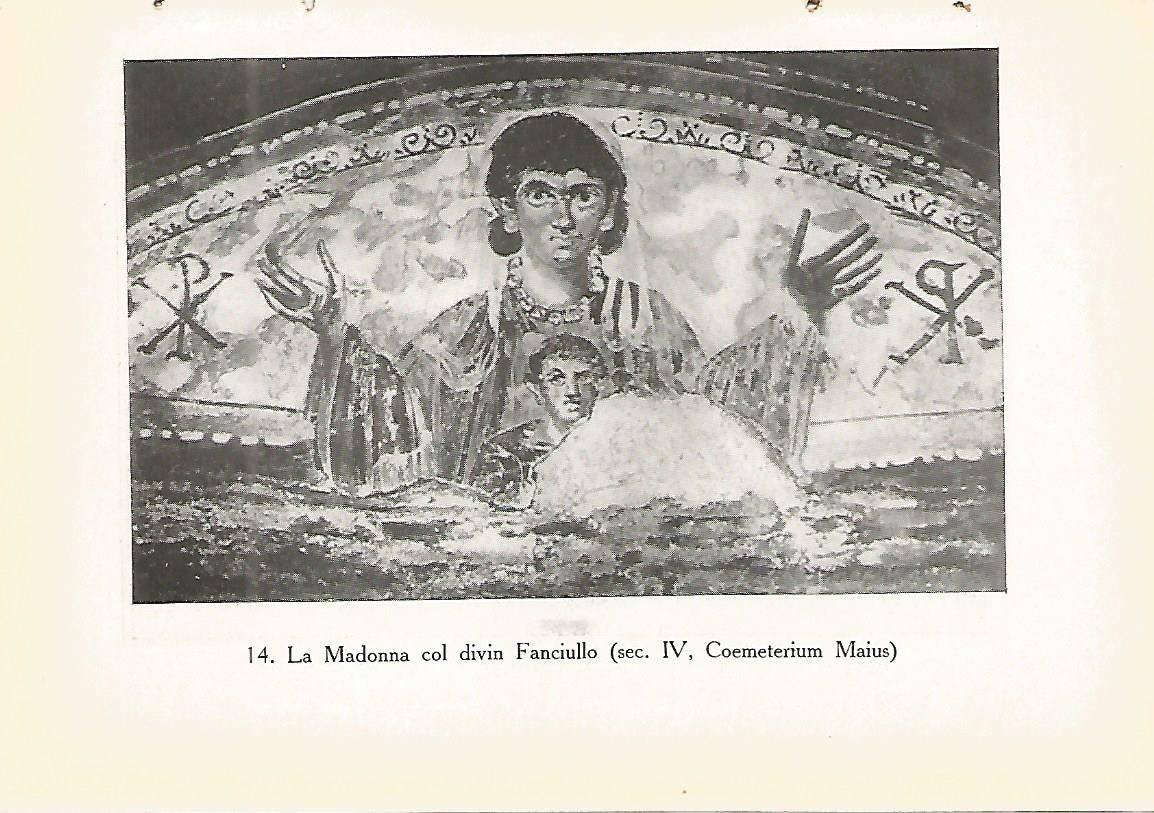 Lamina 445: CATACUMBAS DE ROMA. Virgen con el Niño. Siglo IV