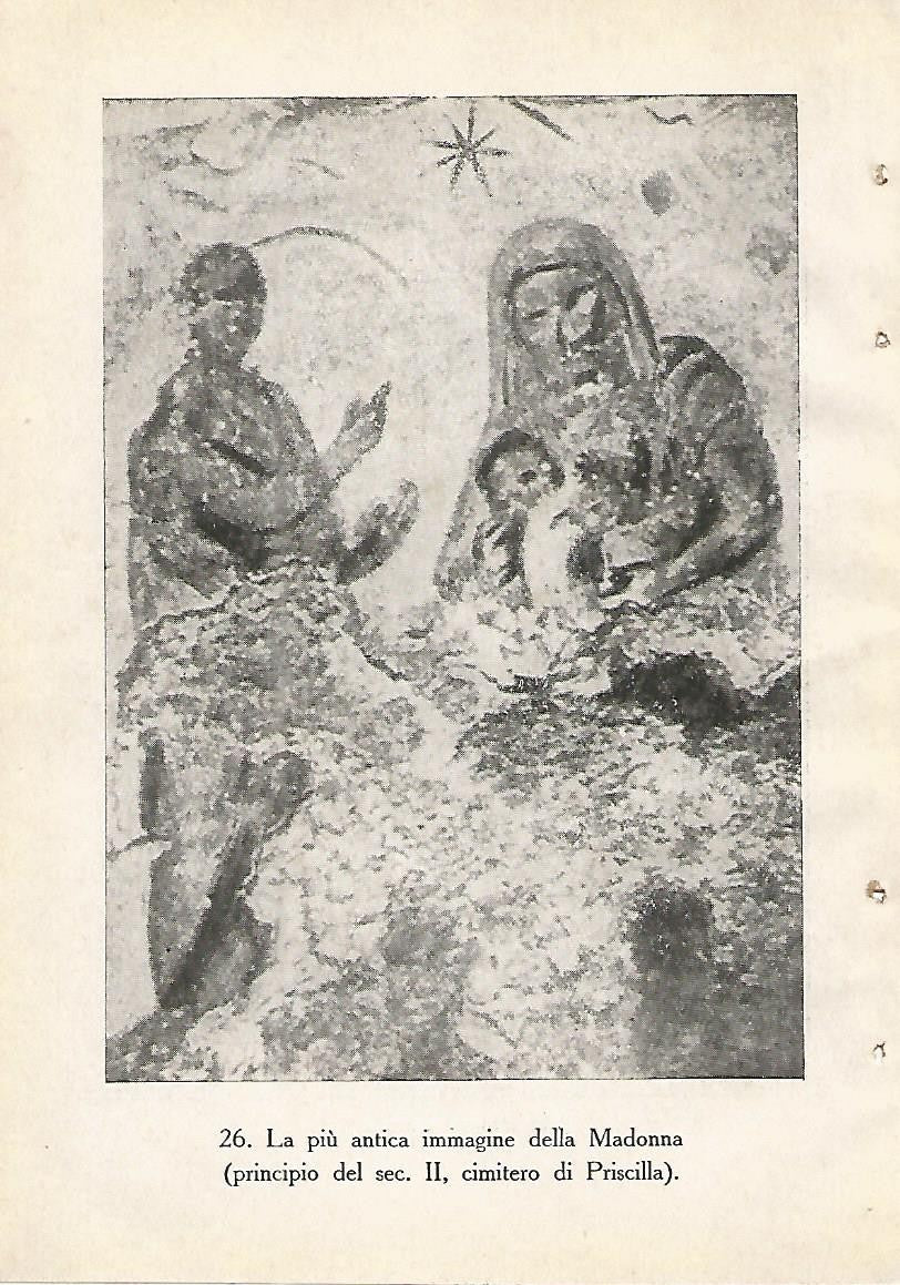 Lamina 450: CATACUMBAS DE ROMA. La mas antigua imagen de la Virgen. Siglo II. Cementerio de Piscilla