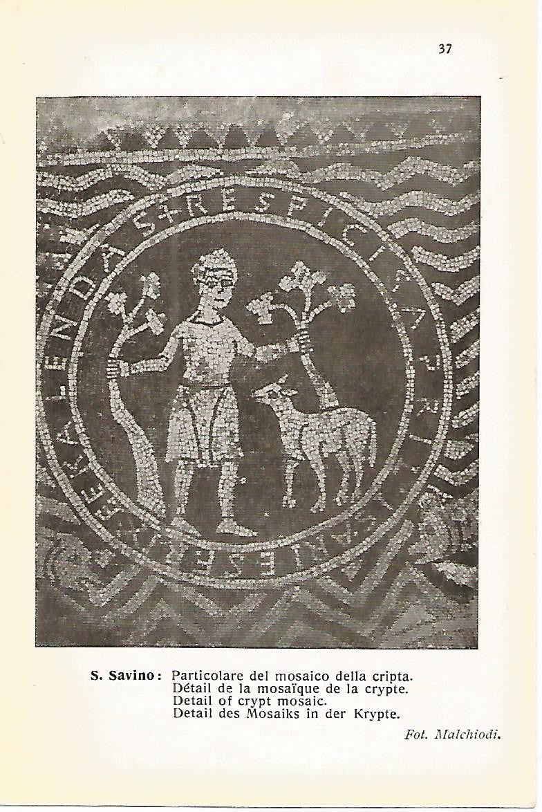 Lamina 620: IGLESIA DE SAN SAVINO DE PIACENZA. Detalle del mosaico de la cripta