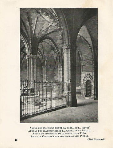 Lamina 1076: CATEDRAL DE BARCELONA. Angulo del claustro desde la puerta de la Piedad