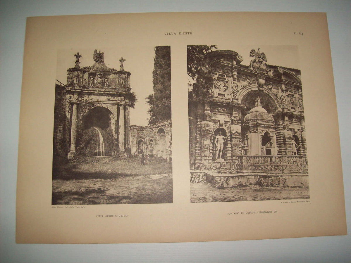 Lamina 1184: VILLA DESTE (TIVOLI). MOTIF ADOSEE. FONTAINE DE LORGUE HYDRAULIQUE