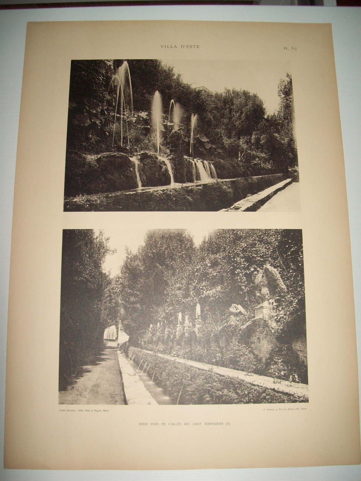 Lamina 1185: VILLA DESTE (TIVOLI). DEUX VUES DE LALLEE DE CENT FONTAINES