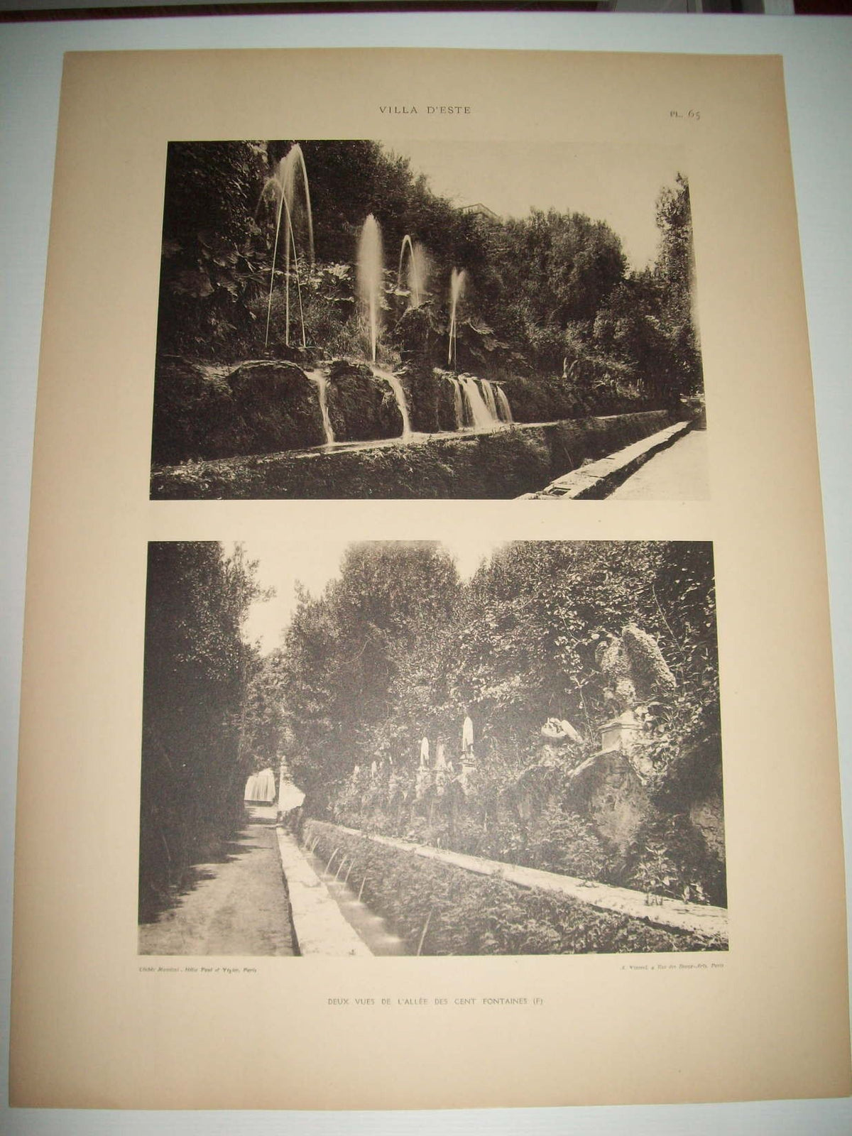 Lamina 1185: VILLA DESTE (TIVOLI). DEUX VUES DE LALLEE DE CENT FONTAINES