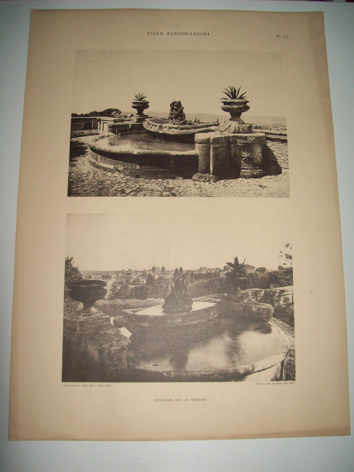 Lamina 1193: VILLA ALDOBRANDINI (FRASCATI). FONTAINES SUR LA TERRASSE