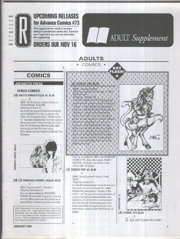 Retailer for advance comics numero 73: adult supplement