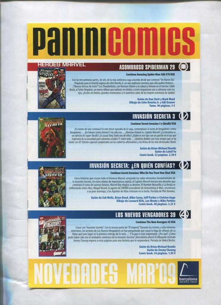 Novedades marzo 2009 de Panini Comics