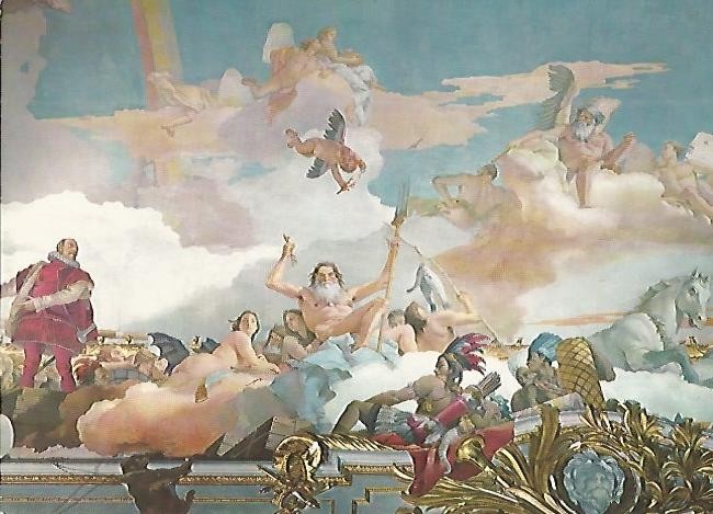 LAMINA 1687: PALACIO REAL. Salon del Trono. Detalle del techo por G. Tiepolo