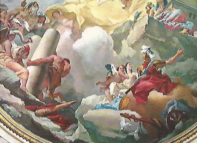 LAMINA 1689: PALACIO REAL. Salon del Trono. Detalle del techo por G. Tiepolo