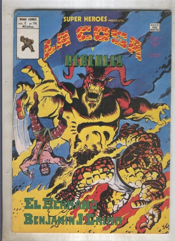 SUPER HEROES numero 114: LA COSA (3 contraportada)