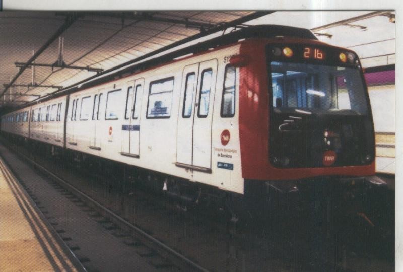 Postal Tren numero 0154:  TMB, metro en la estacion Bac de Roda de Barcelona