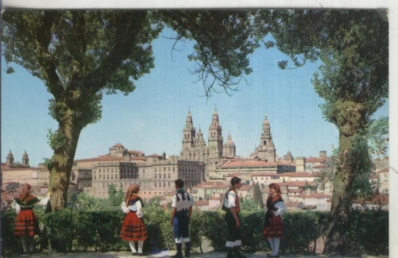Postal: Santiago de Compostela: Folklore gallego