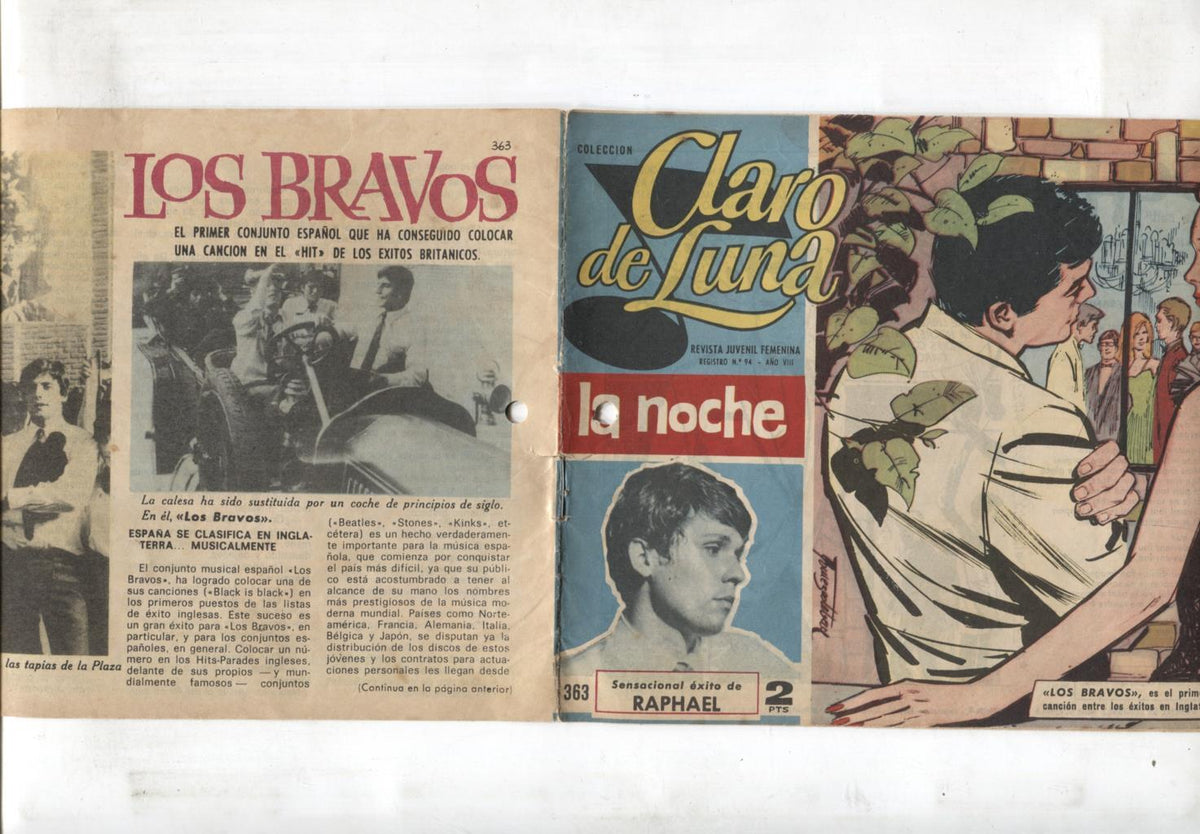 Claro de Luna numero 363: reportaje sobre Los Bravos (numerado 2 en trasera)