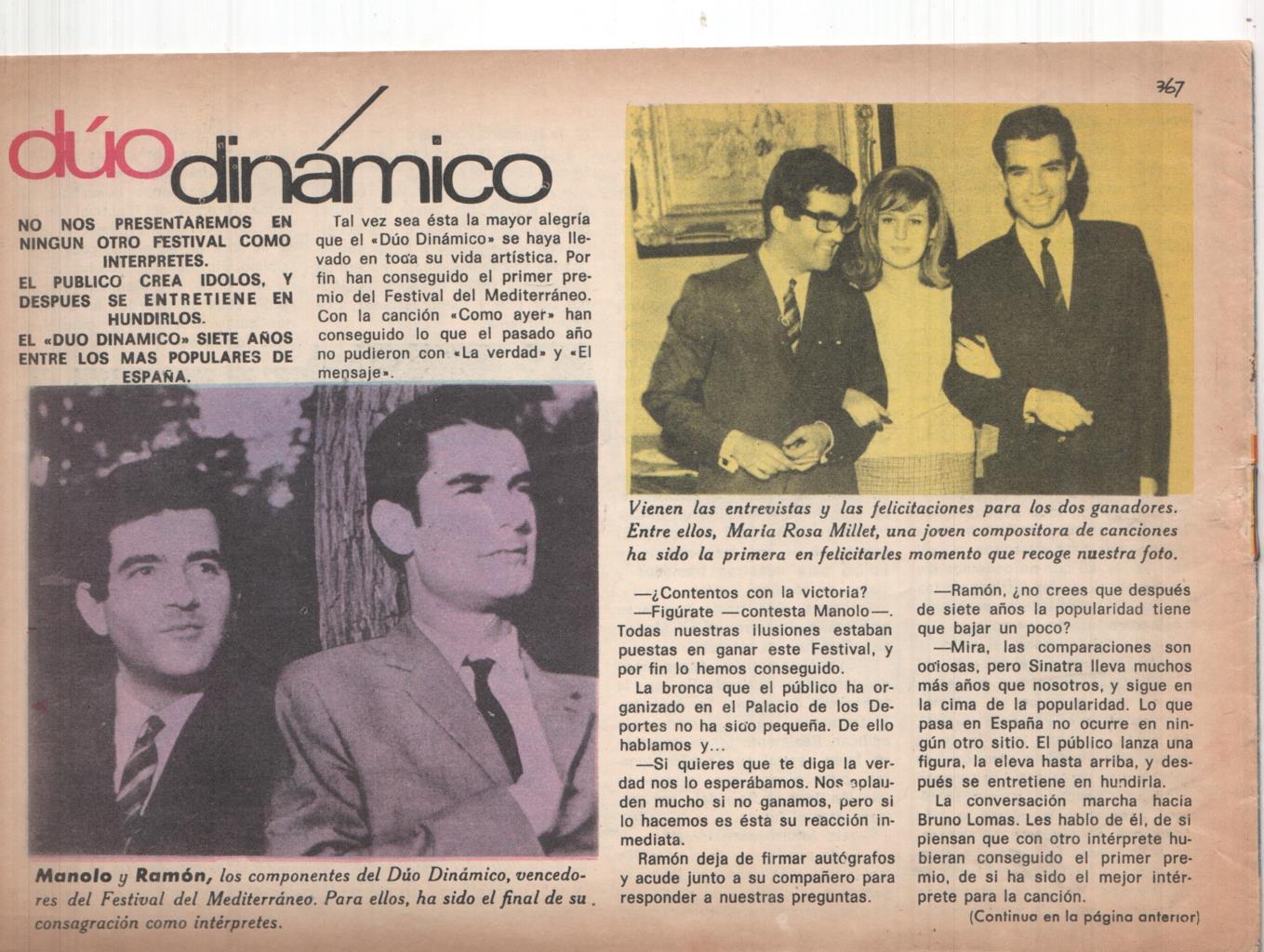 Claro de Luna numero 367: reportaje sobre el Duo Dinamico (numerado 1 en trasera)