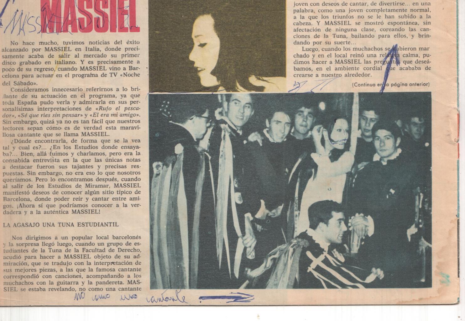 Claro de Luna numero 391: reportaje sobre Massiel con algunos garabatos