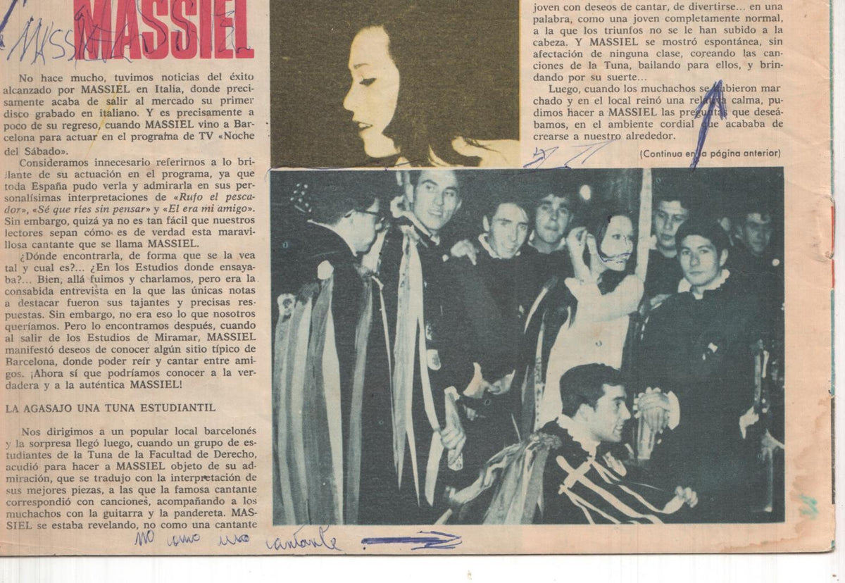 Claro de Luna numero 391: reportaje sobre Massiel con algunos garabatos