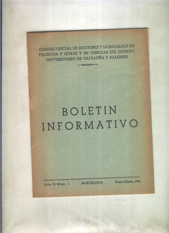 Boletin Informativo  numero 1 enero/marzo 1958