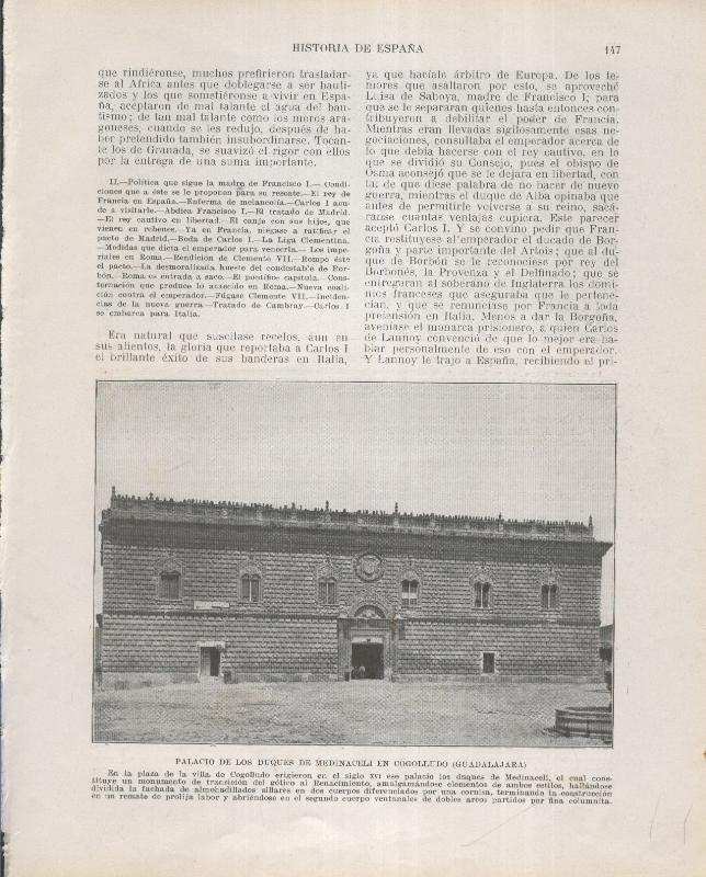 Historia de España lamina 118: palacio de los duques de medinacelli en Cogolludo (guadalajara)