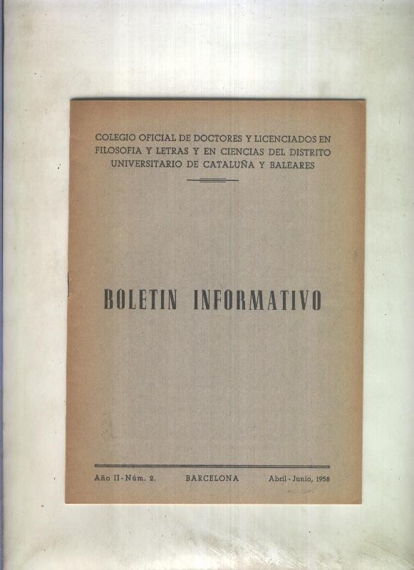 Boletin Informativo  numero 2 abril / junio 1958